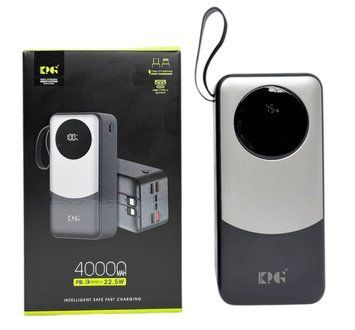 Power Bank 40000 mAh 22,5W QC мощный с кабелями KPG-402X зарядка внешний аккумулятор павербанк быстрая зарядка 32533 фото