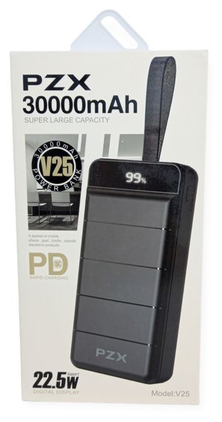 Power Bank 30000 mAh 22,5W реальна ємність PZX V25 заряджання зовнішній акумулятор сертифікований павербанк 00878 фото