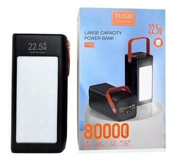 Power Bank 80000 mAh 22,5 W Tungil Y108 реальная ёмкость быстрая зарядка QC3.0 внешний аккумулятор с дисплеем и фонарем павербанк 01350 фото