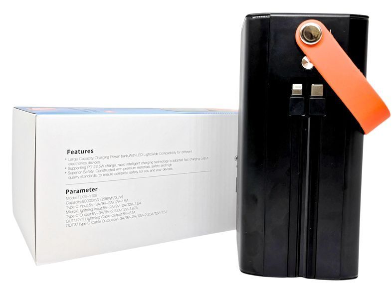 Power Bank 80000 mAh 22,5 W Tungil Y108 реальна ємність швидка зарядка QC3.0 зовнішній акумулятор з ліхтарем та дисплеєм павербанк 01350 фото
