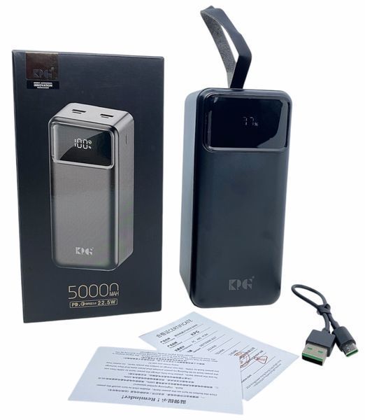 Power Bank 50000 mAh 22,5W реальна ємність KPG-502 зарядка зовнішній акумулятор сертифікований павербанк швидка зарядка 01038 фото