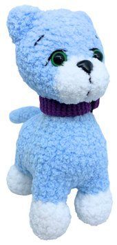 Кот с натуральными сушеными цветами лаванды котенок мягкая игрушка ручная работа 19х11х8 см Hand made голубой 01099 фото