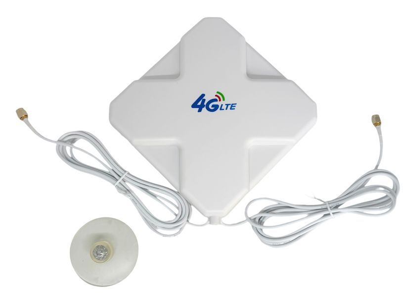 Підсилююча антена 4G LTE MIMO 35 dBi SMA male тато для інтернету, зовнішня антена для модема і роутера, всеспрямована 3G 4G GSM 2&times;2 01402 фото