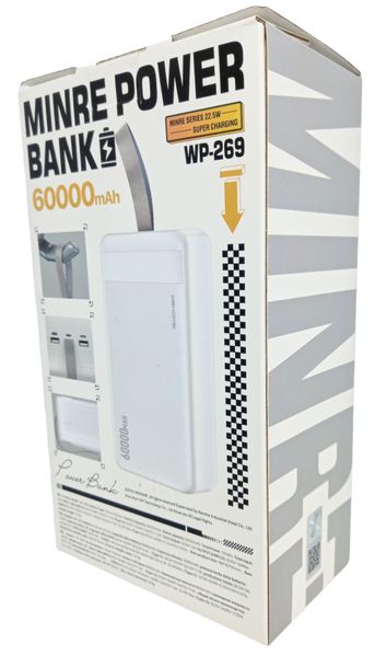 Power Bank 60000 mAh 22,5 W WEKOME Minre WP-269 реальная ёмкость быстрая зарядка павербанк 00062 фото