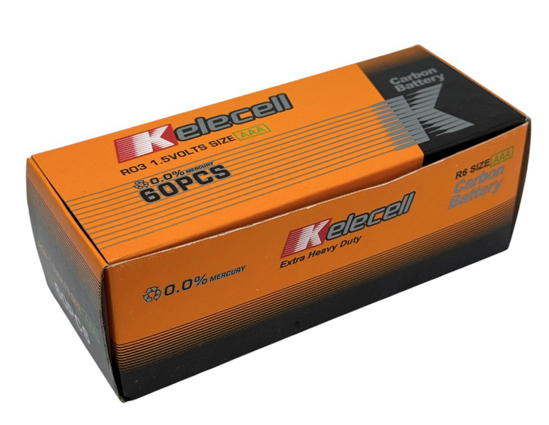 Батарейки Kelecell Келесел Heavy Duty AAA R03 1.5V мініпальчикові сольові Карбон-Цинк Carbon-Zinc 60 шт 1701 фото