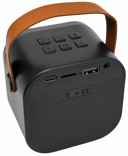 Портативна караоке система K12 Bluetooth колонка з 2 мікрофонами та LED ефектами чорного кольору 1588 фото