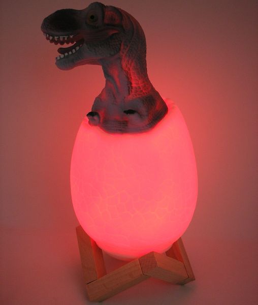 3D нічник світильник динозавр в яйці Dinosaur Lamp різнокольоровий з пультом д/к з підзарядкою від USB 1731714096 фото