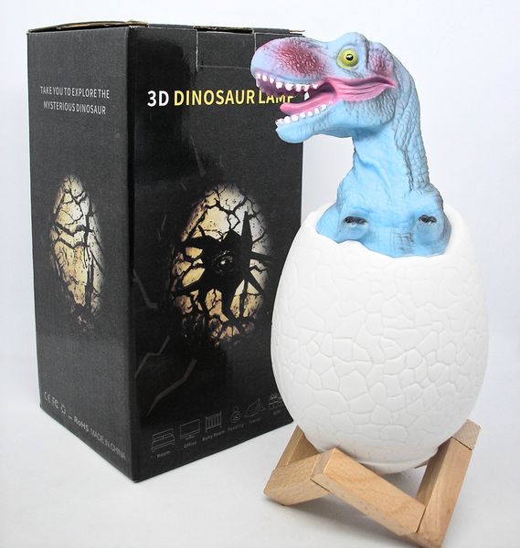 3D нічник світильник динозавр в яйці Dinosaur Lamp різнокольоровий з пультом д/к з підзарядкою від USB 1731714096 фото