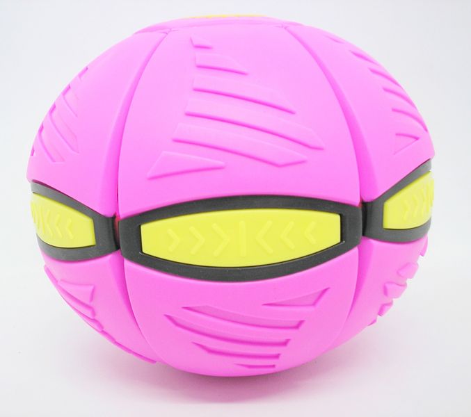 Складной игровой мячик фрисби розовый Flat Ball Disc мяч трансформер летающая тарелка светящаяся с 6 LED 1629440576 фото