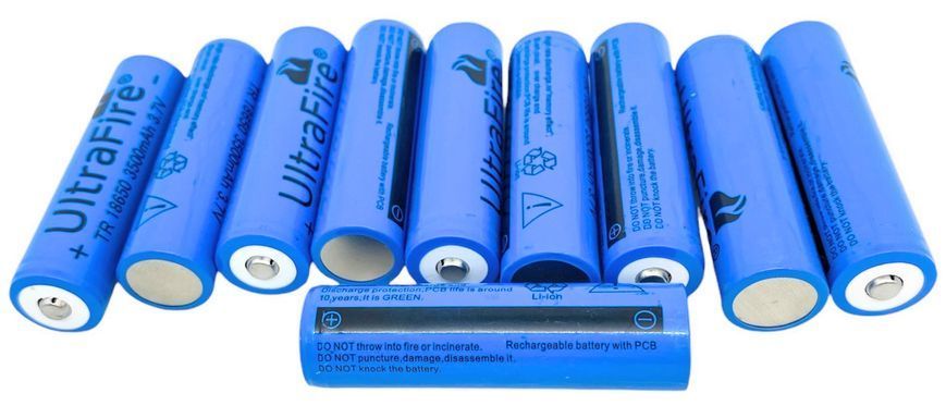 Акумулятор гуртом ціна за 10 шт 18650 3.7 V 3500 mAh реально біля 1400 mAh батарея літій-іонна Li-Ion UltraFire опуклий контакт 00889 фото
