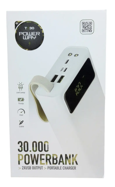 Power Bank 30000 mAh 2А реальна ємність Tx30 зарядка зовнішній акумулятор павербанк сертифікований 00892 фото