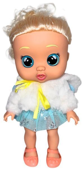 Інтерактивний пупс Baby Lovely 26 см у святковій сукні з довгим волоссям та шубці що говорить плаче і сміється із соскою та пляшечкою 1602 фото