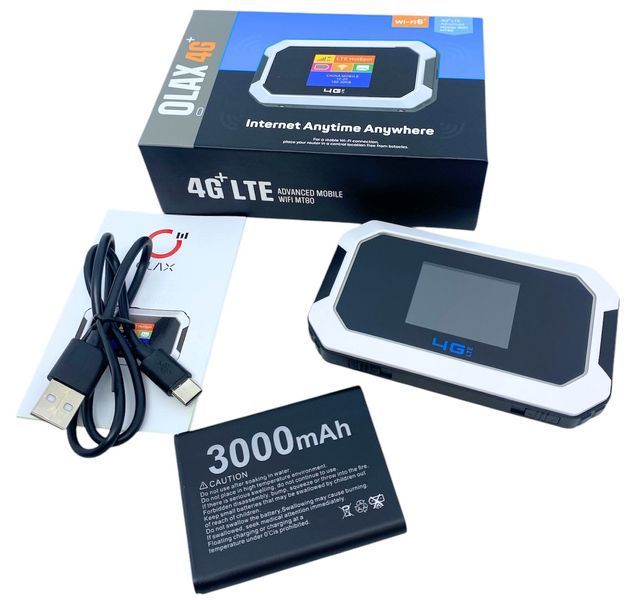 4G WI-FI роутер Olax Олакс МТ 80 мобильный модем под SIM-карту, LTE 150 Мбит/с, аккумулятор 3000 mAh, 2 разъема под антенну + 2 антенны 5 дби 01213 фото