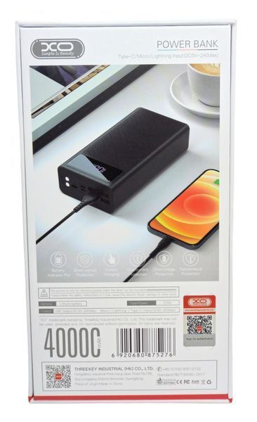 Power Bank 40000 mAh 2 А реальна ємність XO PR124 зарядка зовнішній акумулятор павербанк сертифікований 00816 фото