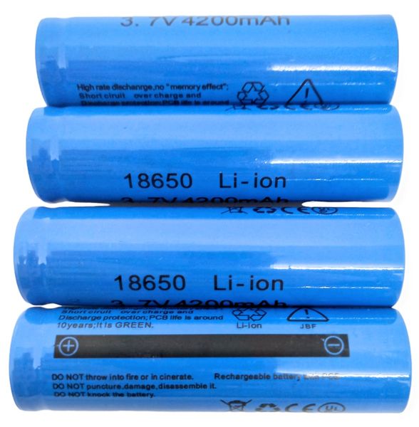 Аккумулятор комплект 4 штуки 18650 3.7 V 4200 mAh реально около 700 mAh батарея литий-ионная Li-Ion 00610 фото