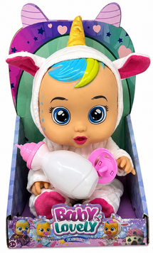 Лялька пупс інтерактивна Baby Lovely 25,5 см що говорить плаче та сміється в костюмі єдинорога із соскою та пляшечкою 1604 фото