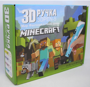 3D-ручка жовта для дітей із трафаретами дисплеєм майнкрафт Minecraft 3Д малювання пластиком 00038 фото