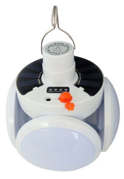 Лампа на акумуляторі + сонячна батарея з підвіскою ЛЕД LED Solar Emergency Charging Lamp ромашка 01314 фото