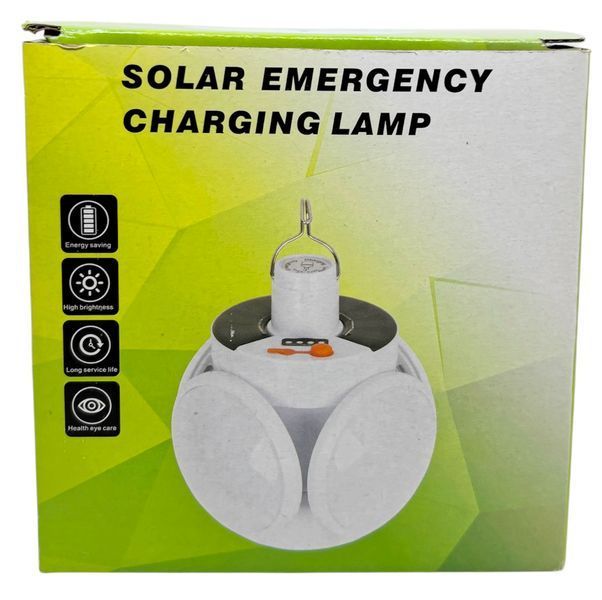 Лампа на акумуляторі + сонячна батарея з підвіскою ЛЕД LED Solar Emergency Charging Lamp ромашка 01314 фото
