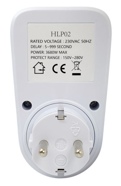 Реле напряжения 16А 3680W 150-280 V евро вилка регулируемое с дисплеем HLP02 01370 фото