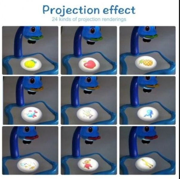 Проектор для малювання столик синій зі світловими еффектами музикою слайдами маркерами 1516394251 фото