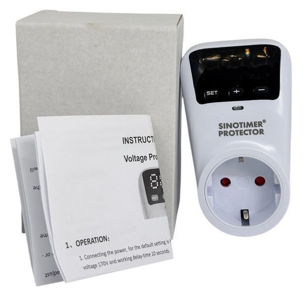Реле напряжения 16А 3680W 150-280 V евро вилка регулируемое с дисплеем HLP02 01370 фото