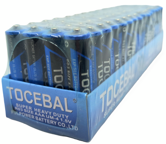 Батарейки пальчикові міні ААА R03 UM сольові упаковка набір 60 штук Tocebal zinc carbon 00614 фото