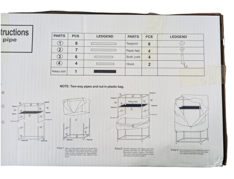 Шкаф складной тканевый портативный на 2 секции, органайзер для одежды Storage Wardrobe 8863 (140х55х45 см) 1830536672 фото