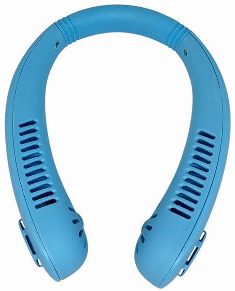 Портативний вентилятор на шию Neck Fan з акумулятором USB Type-C безлопатевий блакитний 1612 фото