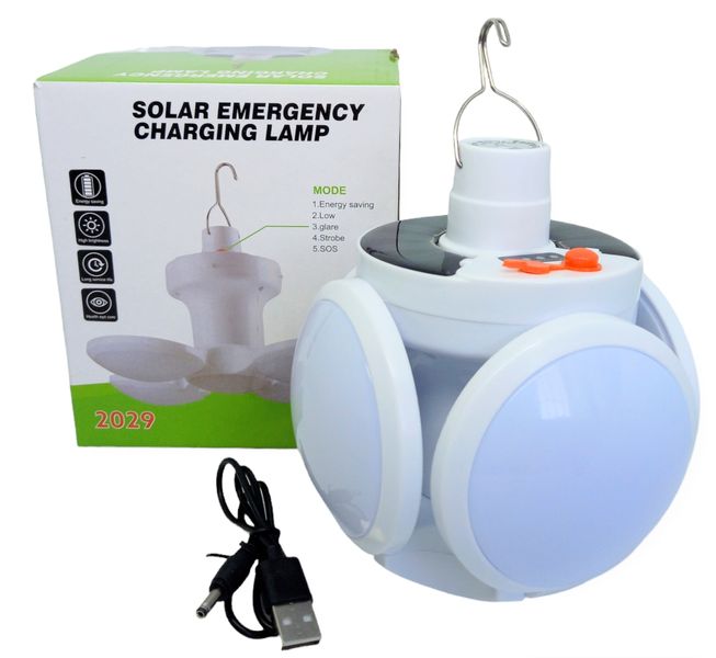 Лампа на аккумуляторе + солнечная батарея с подвеской ЛЕД LED Solar Emergency Charging Lamp 2029 00852 фото