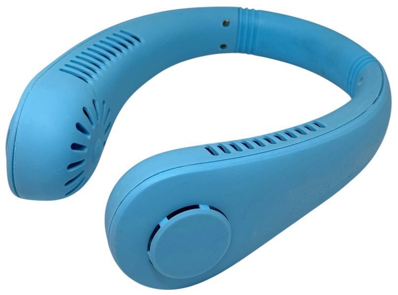 Портативний вентилятор на шию Neck Fan з акумулятором USB Type-C безлопатевий блакитний 1612 фото
