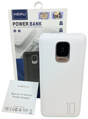 Power Bank 10000 mAh 2,1А реальна ємність Hepu HP-965 заряджання зовнішній акумулятор павербанк зі сертифікований 00064 фото