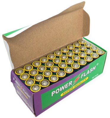 Батарейки сольові пальчикові великі АА R6 UM3 Power Flash упаковка набір 40 штук 00763 фото