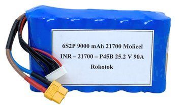 Батарея для дрону акумулятор для fpv фпв дрона 6S2P 9000mAh Molicel INR-21700-P45B 90A 24.2V 01012 фото