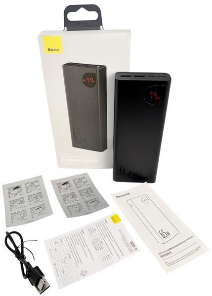 Power Bank 20000 mAh 65 W BASEUS Adaman потужний метал реальна ємність швидке заряджання зовнішній акумулятор павербанк 01377 фото