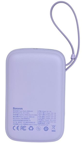 Power Bank 10000 mAh 15 W BASEUS реальна ємність з кабелем зовнішній акумулятор павербанк 01378 фото