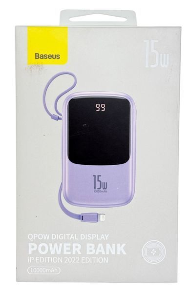 Power Bank 10000 mAh 15 W BASEUS реальна ємність з кабелем зовнішній акумулятор павербанк 01378 фото