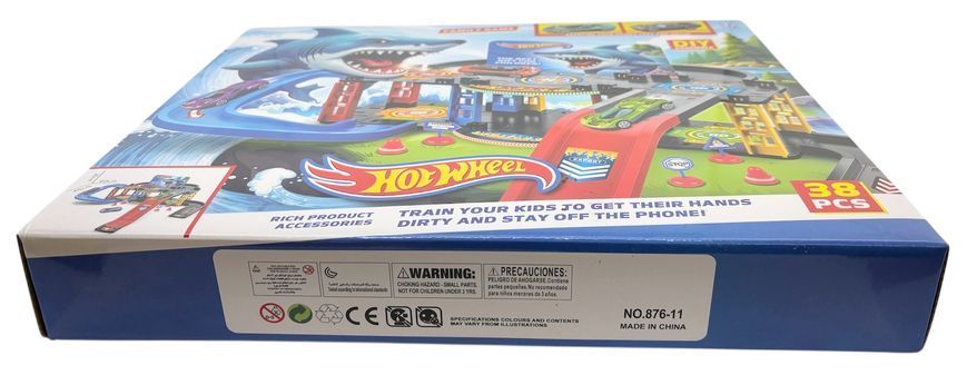 Траса трек з машинками два рівня іграшковий 38 деталей Hot Wheel автотрек з дорожніми знаками 01325 фото