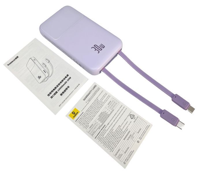 Power Bank 10000 mAh 30W BASEUS реальная емкость с кабелями внешний аккумулятор павербанк 01381 фото