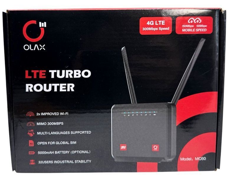4G роутер LTE Wi-Fi OLAX Олакс MC60 з сім картою акумулятором 5200 мАг дводіапазонний модем з  мережевимипортами LAN/WAN 1956 фото