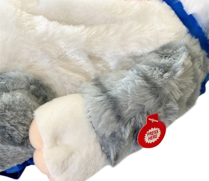 Рюкзак котик кот мяукает поет двигает языком головой плюшевый детский портфель котенок серый одно отделение 01180 фото