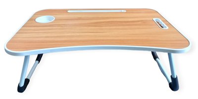 Столик для ноутбука, планшета сніданків складний переносний стіл в ліжко з підставкою під стакан і ручкою світлий 00764 фото