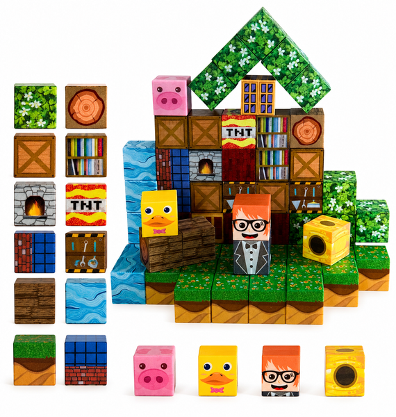 Конструктор Майнкрафт Minecraft магнітний 100 деталей кубики з магнітами для дітей 1624 фото