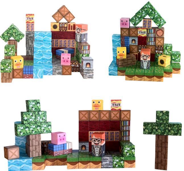 Конструктор Майнкрафт Minecraft магнітний 100 деталей кубики з магнітами для дітей 1624 фото
