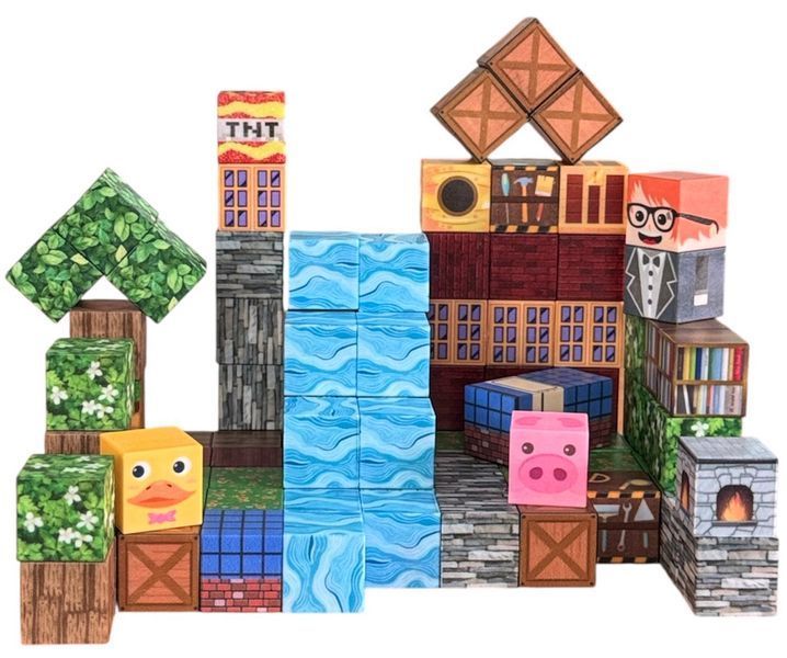 Конструктор Майнкрафт Minecraft магнітний 100 деталей кубики з магнітами для дітей 1624 фото