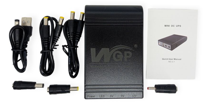 Джерело безперебійного живлення 10400 mAh USB, 9V, 12V для роутера Mini UPS WGP павербанк УПС + 3 перехідника 00867 фото